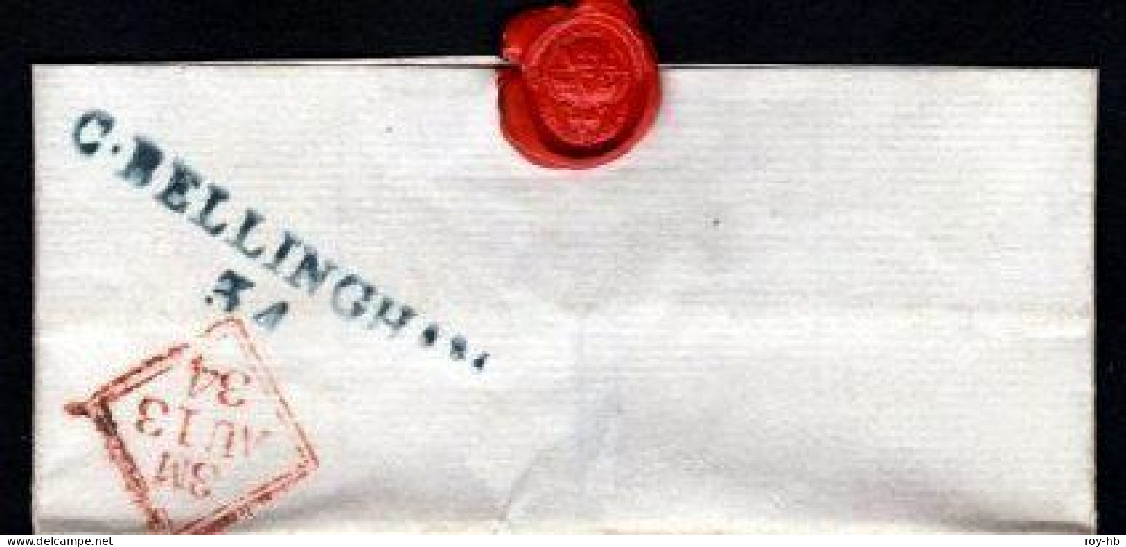 1834 EL From Dublin To Castlecomer, Reverse With A Very Fine Strike Of The Rare Abbreviated C.BELLINGHAM / 34 - Vorphilatelie