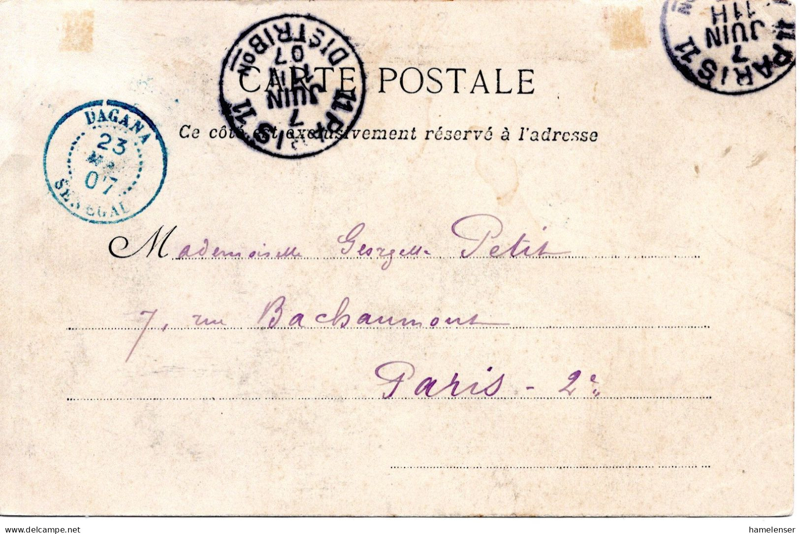 67252 - Senegal - 1907 - AnsKte "Saint-Louis", Gebraucht (Marke Bildseitig, Gehoert NICHT Zur Karte!) - Sénégal