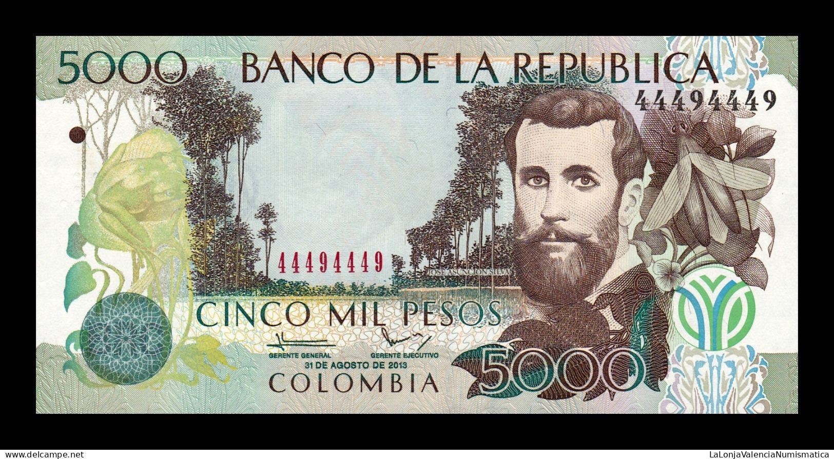 Colombia 5000 Pesos 2013 Pick 452o Nice Serial Sc Unc - Colombie