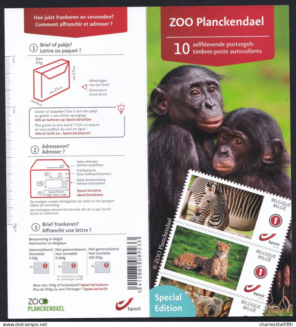 Belgium 2022 - Dieren  PLANKENDAEL ZOO  / Animals - ( DUOSTAMP ** MYSTAMP ** ) - Livret 10 TIMBRES ** Autocollants - Ongebruikt