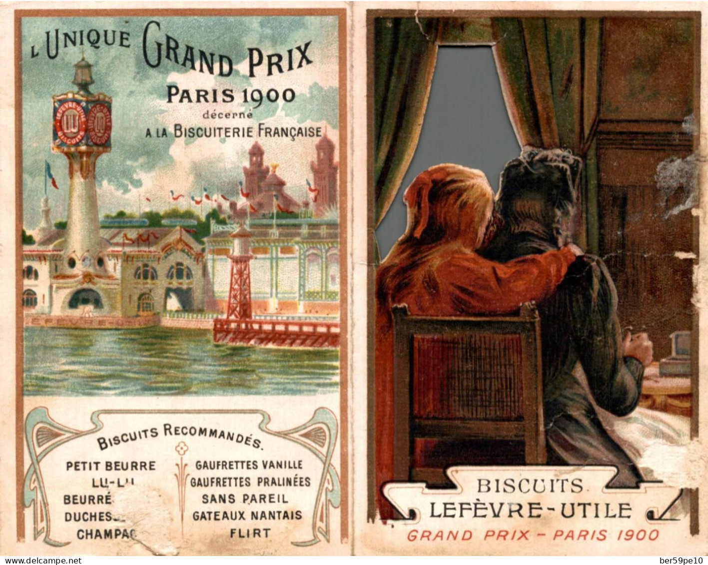 CHROMO  BISCUITS LEFEVRE - UTILE LU  L'UNIQUE GRAND PRIX PARIS 1900 "QUELLE CHANCE GRAND' MERE...GAUFRETTES LU" - Lu