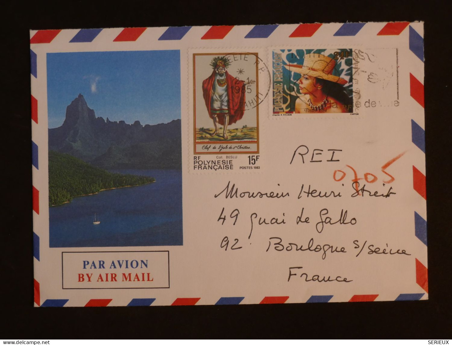 BU8 POLYNESIE BELLE LETTRE   1985  PAPEETE A  BOULOGNE    FRANCE  ++ AFF. PLAISANT++ - Lettres & Documents