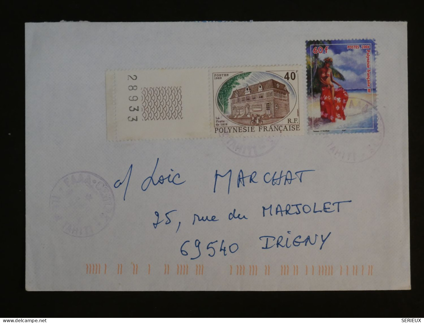 BU8 POLYNESIE BELLE LETTRE   1985 TAHITI A  IRIGNY    FRANCE  ++ AFF. PLAISANT++ - Briefe U. Dokumente