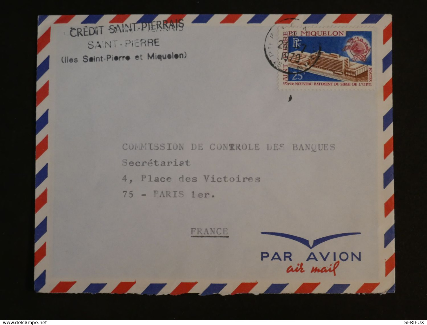 BU8 ST PIERRE MIQUELON BELLE LETTRE 1945  BANQUE A  PARIS   FRANCE  +N°399+ AFF. PLAISANT++ - Brieven En Documenten