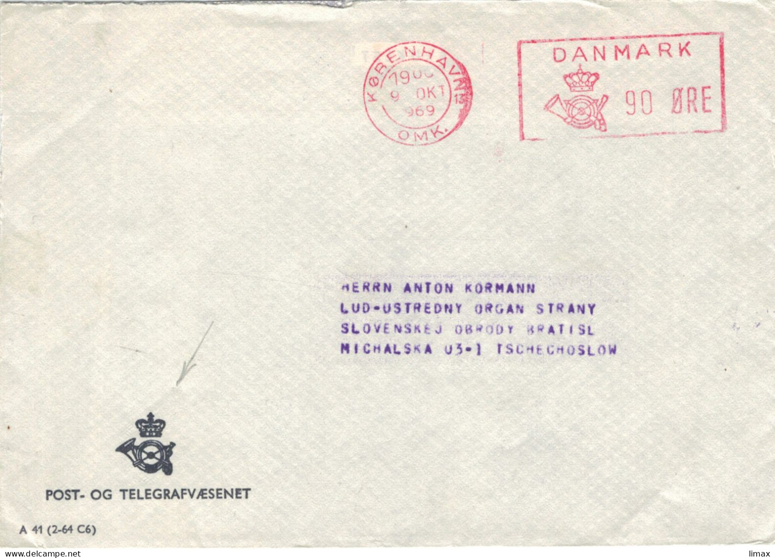 Postsache 1969 Kobenhavn OMK. - Maschinenstempel (EMA)