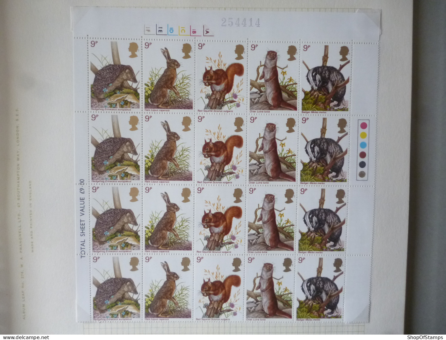 GREAT BRITAIN SG 1039-43 BRITISH WILDLIFE SETENENT BL4 - Fogli Completi