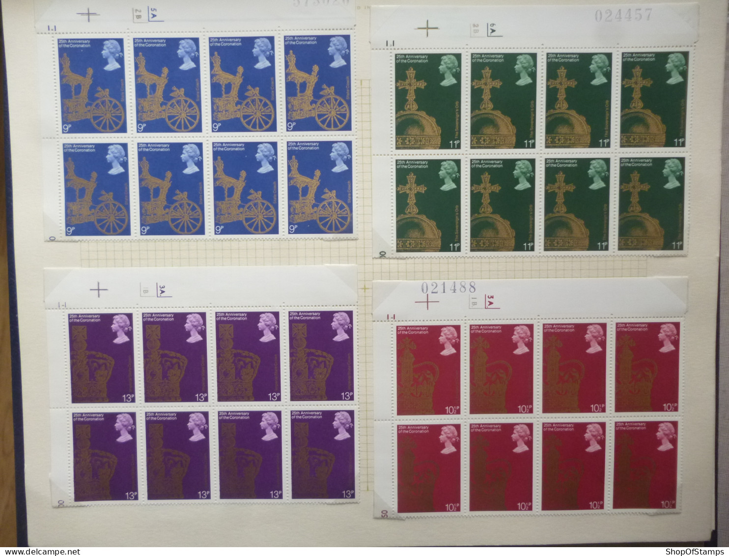 GREAT BRITAIN SG 1059-62 25TH ANNIVERSARY OF CORONATION BL8 MARGIN - Sheets, Plate Blocks & Multiples