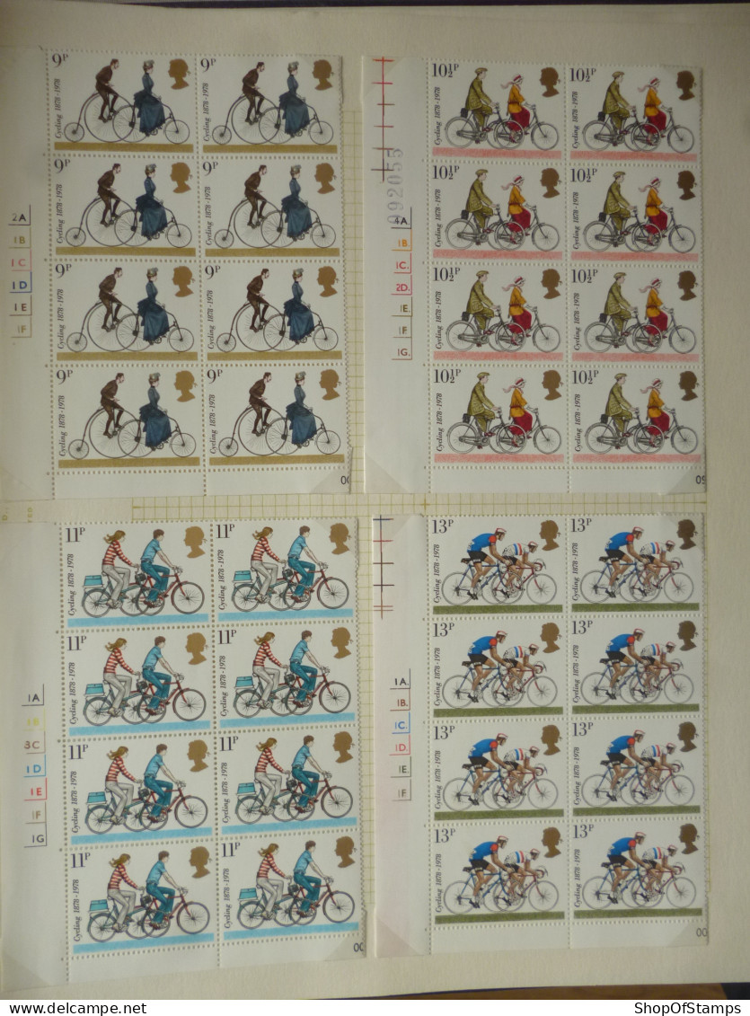 GREAT BRITAIN SG 1067-70 CYCLIST TOURING CLUB AND CYCLING BL8 MARGIN - Ganze Bögen & Platten