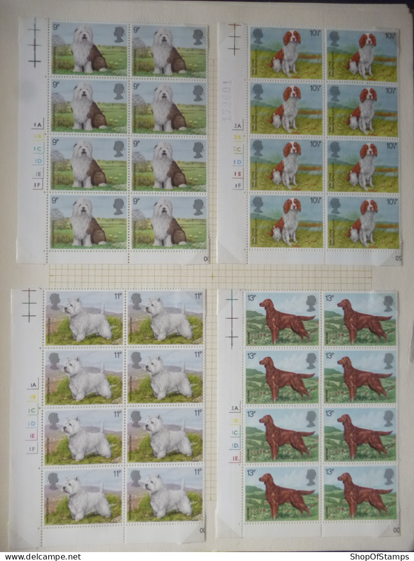 GREAT BRITAIN SG 1075 DOGS BL8 MARGIN - Sheets, Plate Blocks & Multiples