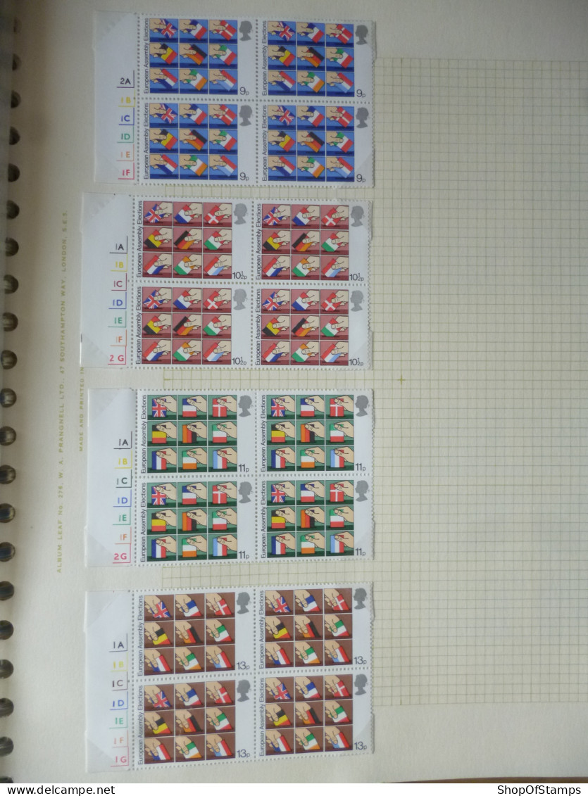 GREAT BRITAIN SG 1083-86 FIRST DIRECT ELECTIONS TO EU ASSEMBLY BL4 MARGIN - Sheets, Plate Blocks & Multiples