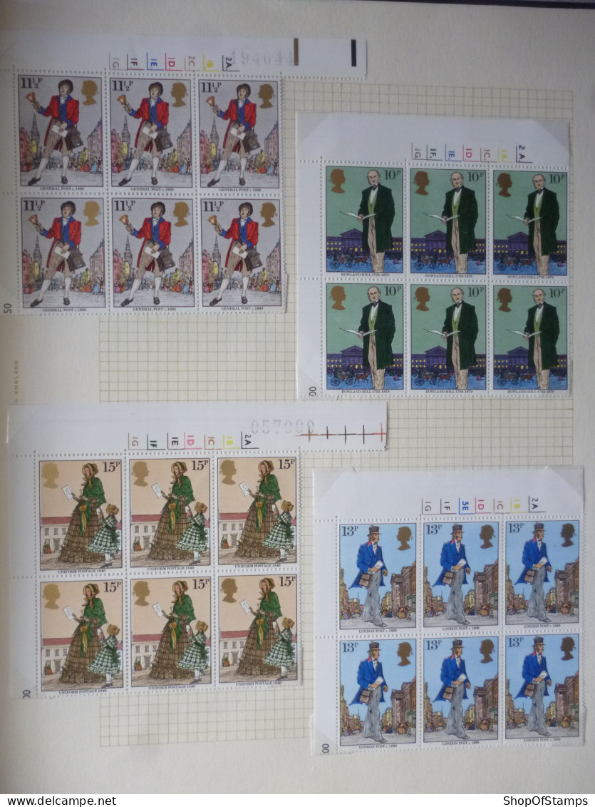 GREAT BRITAIN SG 1095-98 SIR ROWLAND HILL DEATH ANNIVERSARY BL6 MARGIN - Fogli Completi