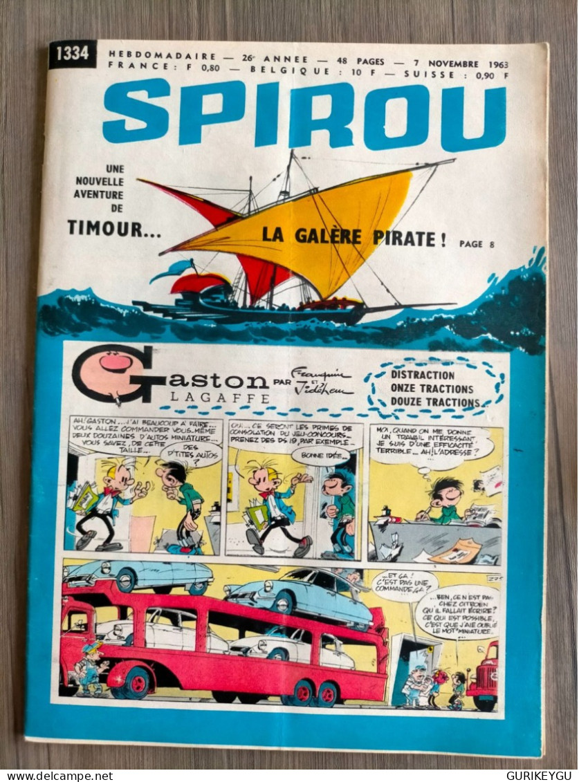 BD SPIROU N° 1334  Complet Avec Mini Récit  TTBE  07/11/1963 - Spirou Et Fantasio