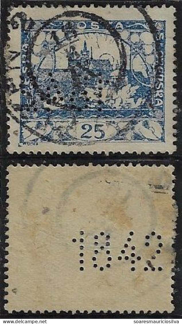 Czechoslovakia 1908/1928 Stamp With Perfin 1842 By Pilsen Burgess Brewery From Plzeň Lochung Perfore Beer Drink - Bières