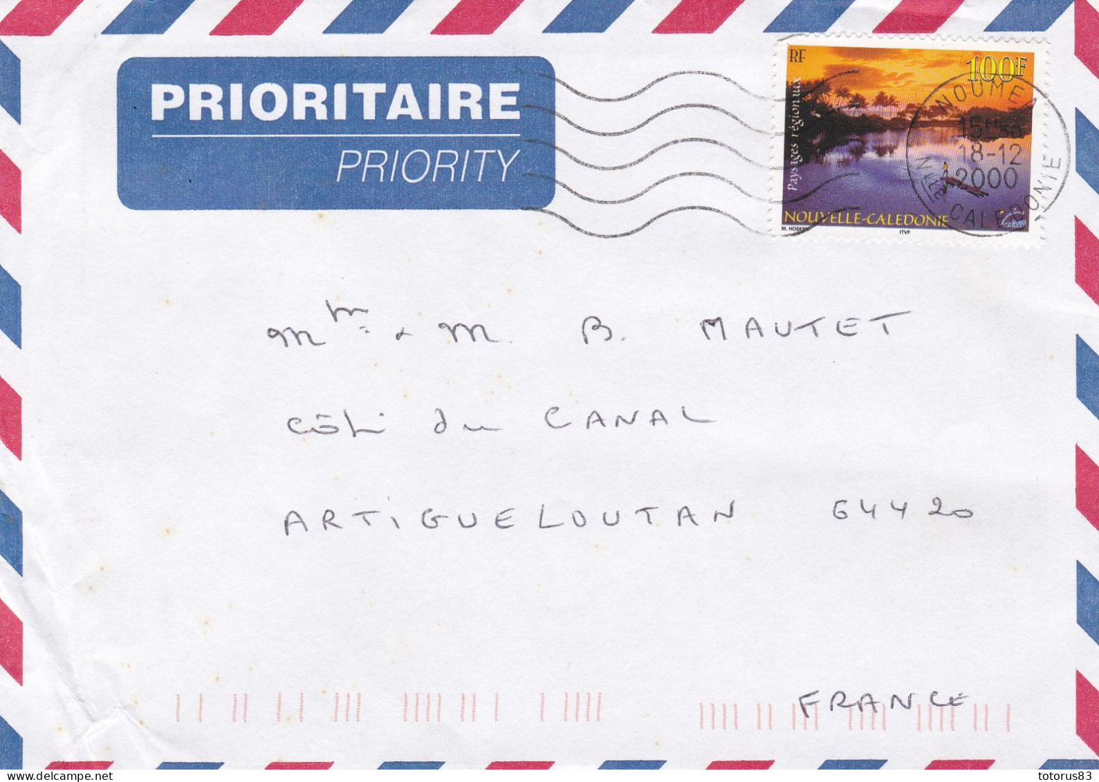 Enveloppe Pêcheur Palmiers N.Calédonie 2003 Oblitérée Prioritaire - Used Stamps