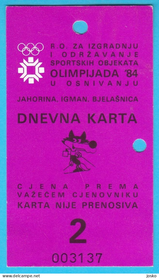 WINTER OLYMPIC GAMES SARAJEVO 1984 Orig. Old Ski Pass * Winter Olympics Jeux Olympiques D'hiver Olympia Olympiade - Habillement, Souvenirs & Autres