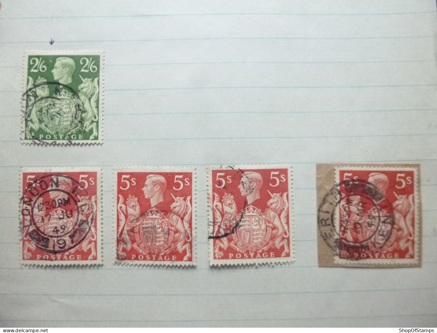 GREAT BRITAIN SG 476-477 5 Stamps - ....-1951 Vor Elizabeth II.