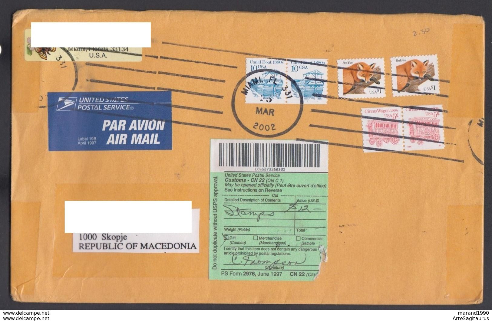 USA, COVER, AIR MAIL, Ships, Fauna, CN 22, Republic Of Macedonia  (006) - Covers & Documents