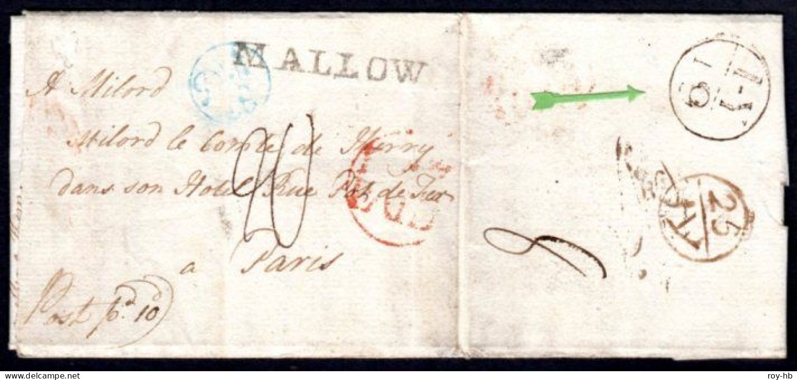 1782 Entire Letter To Paris With Very Fine MALLOW (light Filing Fold Through W), M/s Post Pd 10d. - Prefilatelia