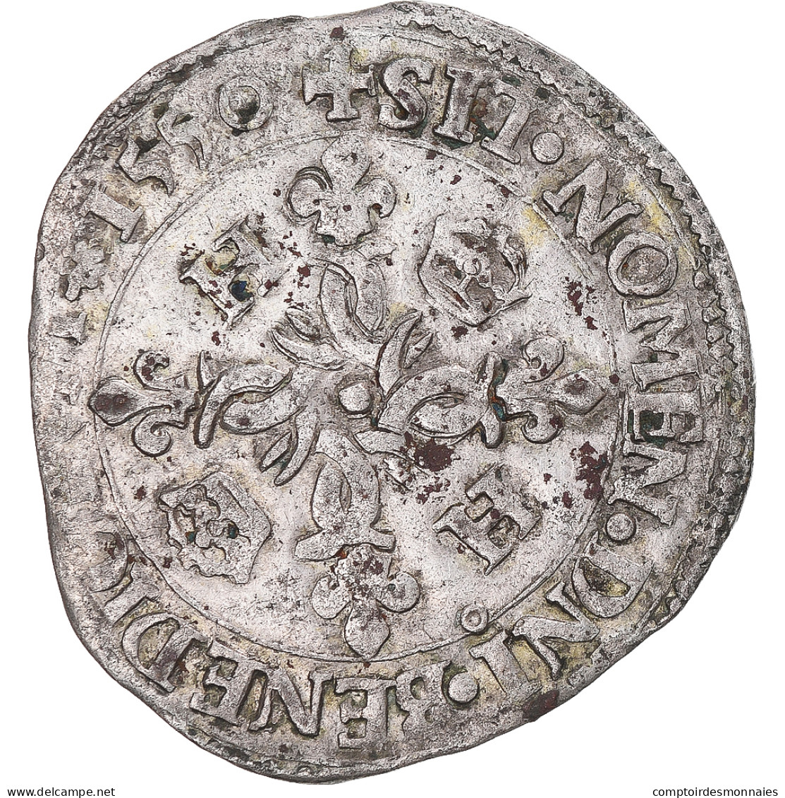 Monnaie, France, Henri II, Douzain Aux Croissants, 1550, Rennes, TTB, Billon - 1547-1559 Henri II