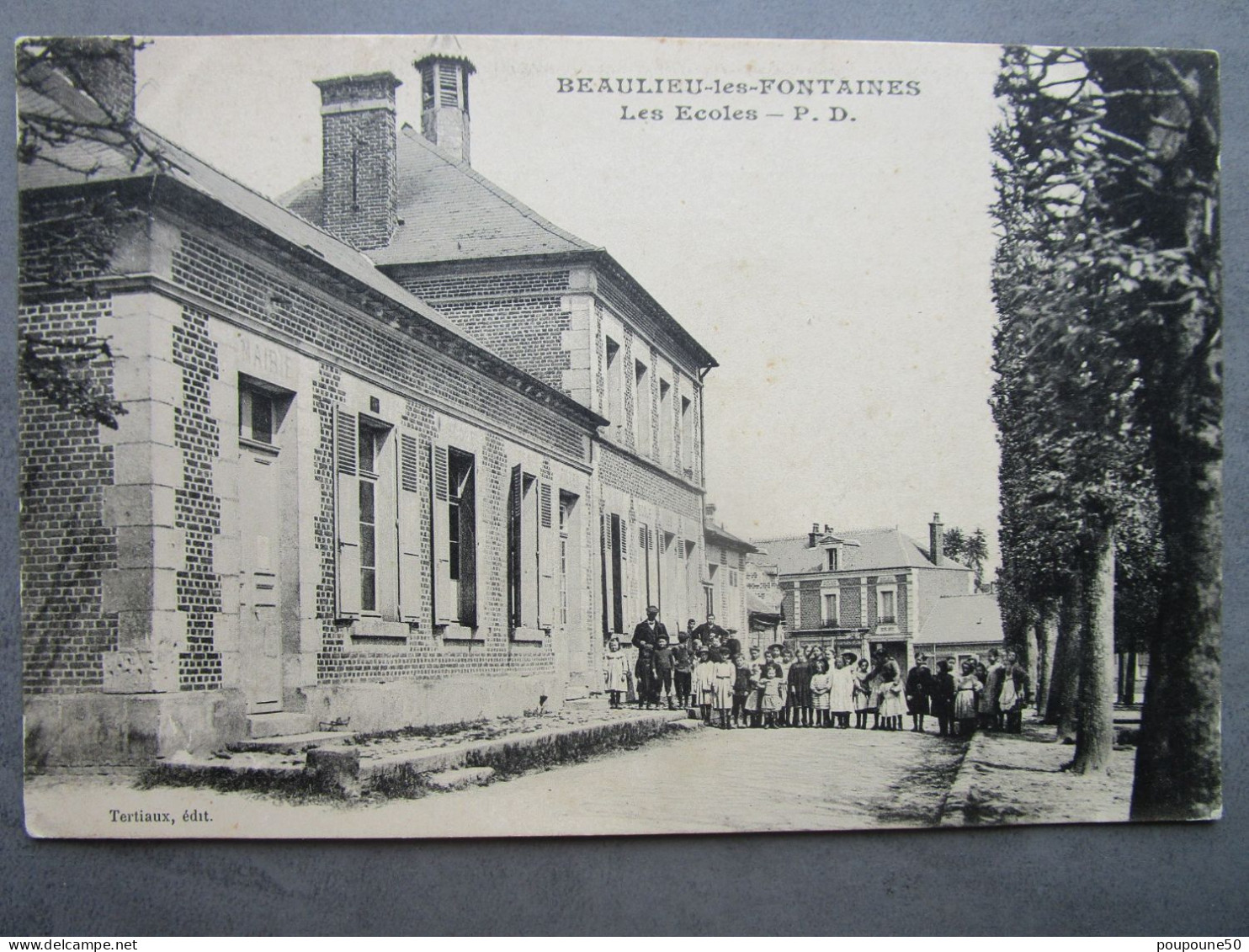 CPA 60 Oise BEAULIEU Les FONTAINES Prés Lassigny - Les écoles P.D.   écrite Et Postée 1914 - Lassigny