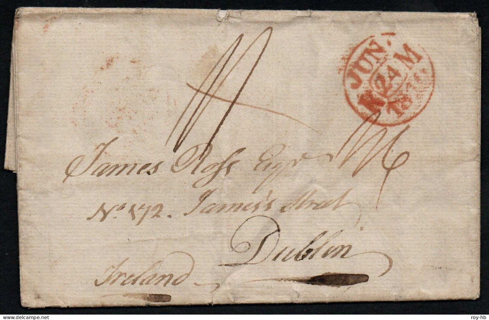 1811 EL To Dublin Rated "11" And Re-rated To "1/6", Reverse With A Very Fine And Detailed Mermaid Code C. - Vorphilatelie