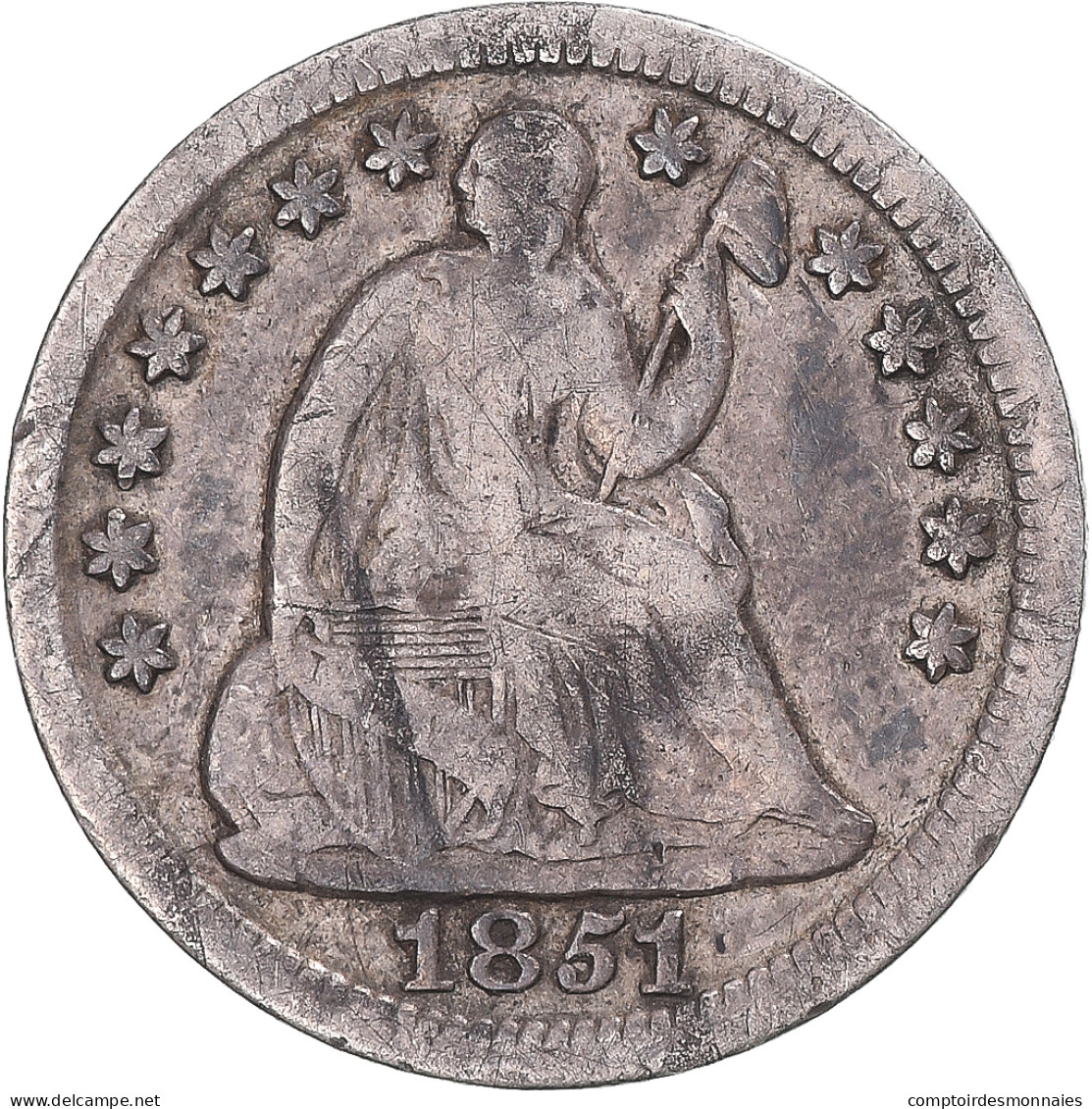 Monnaie, États-Unis, Seated Liberty Half Dime, Half Dime, 1851, U.S. Mint - 1839-1891: Seated Liberty