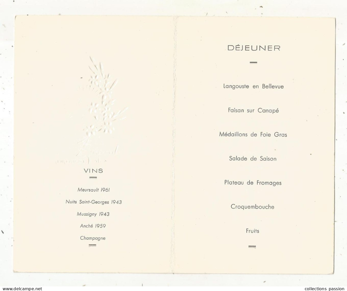 Menu , Souvenir De Communion, 1965 , Déjeuner & Diner, Frais Fr 1.55 E - Menus