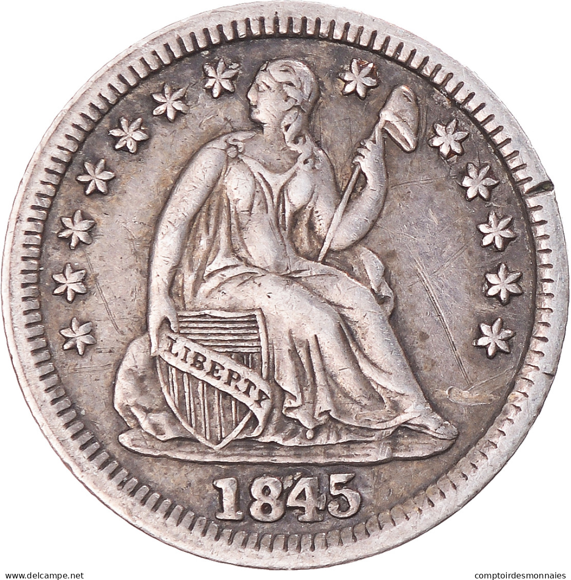 Monnaie, États-Unis, Seated Liberty Half Dime, Half Dime, 1845, U.S. Mint - Half Dime