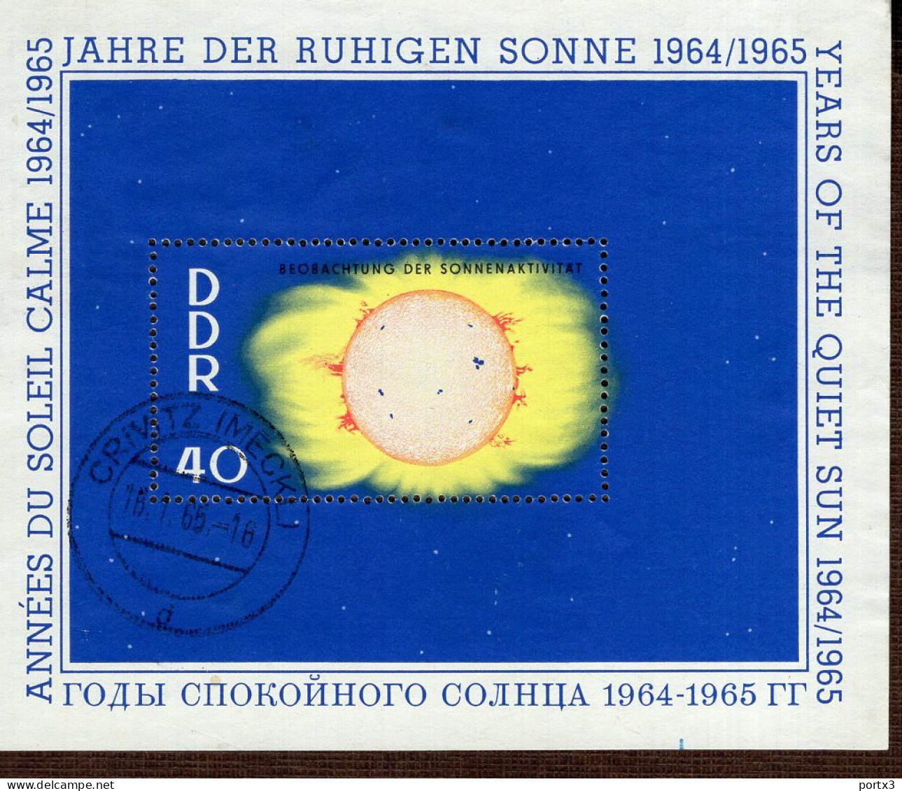 DDR Block 021 Jahr Der Ruhigen Sonne Gestempelt Used (2) - 1950-1970