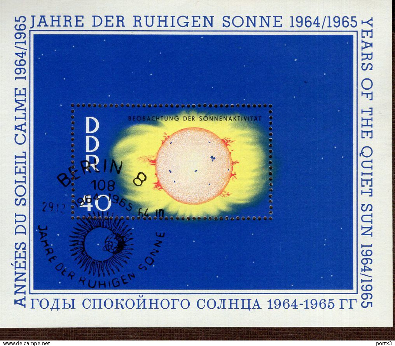 DDR Block 021 Jahr Der Ruhigen Sonne Gestempelt Used (3) - 1950-1970