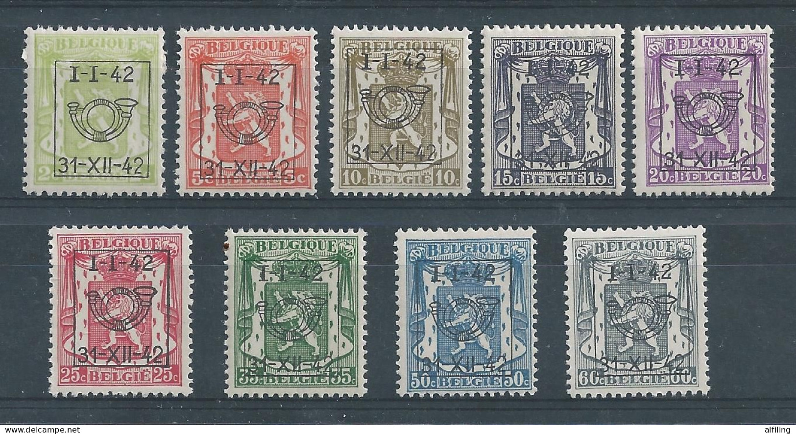 PRE 475/483 ** Série 22  Cote 30.00 - Typo Precancels 1936-51 (Small Seal Of The State)