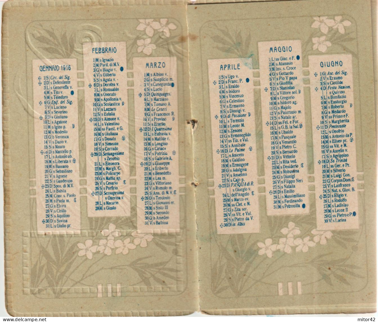 75-Calendarietto Da Barbiere-1916-Opere Teatrali Di Sem Benelli (La Cena Delle Beffe) E Giordano (Siberia) - Grand Format : 1941-60