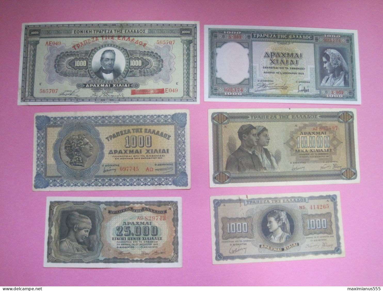 Greece Lot 6 Banknotes 1926, 39, 41, 42, 43 - Grèce