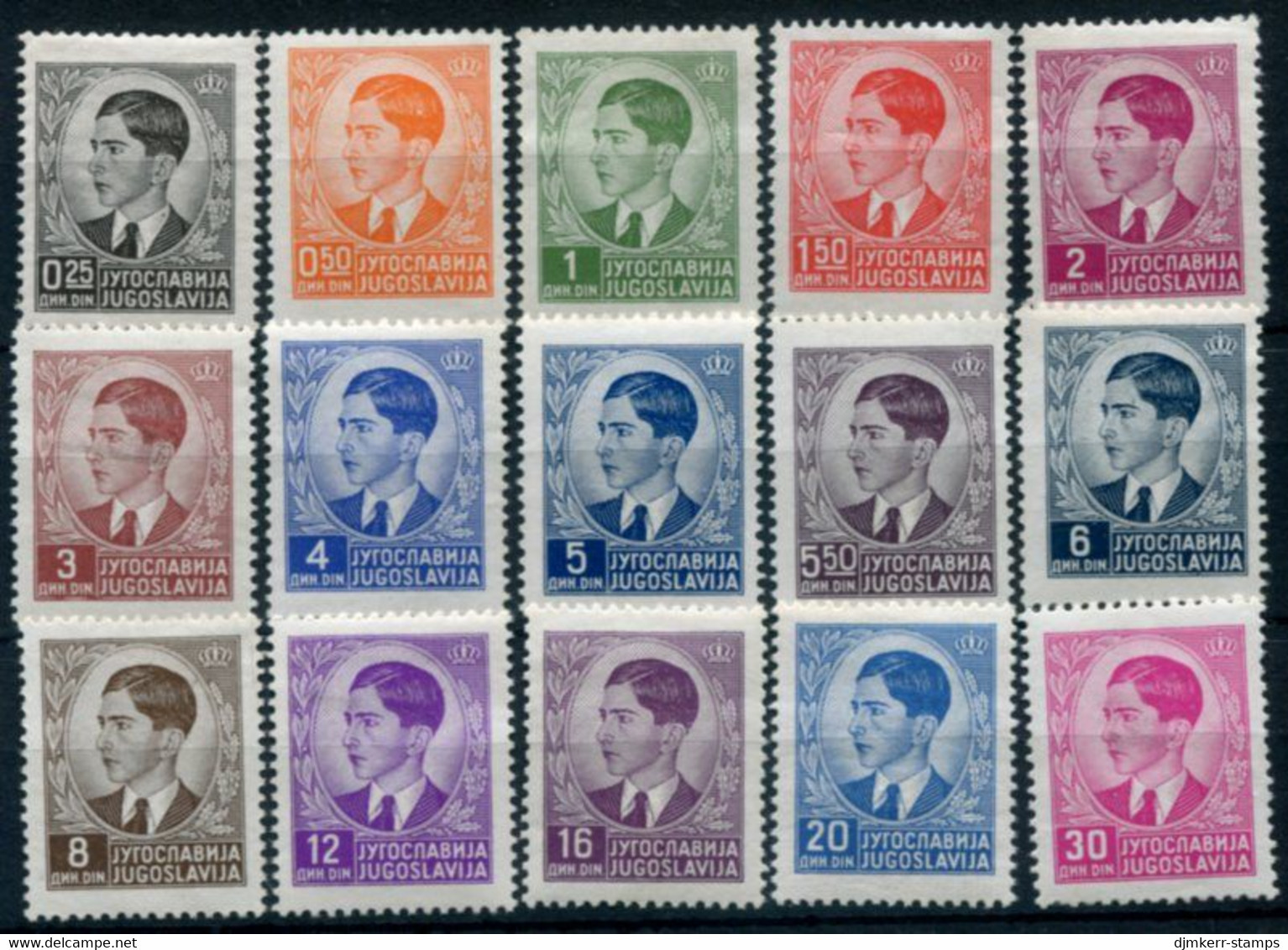 YUGOSLAVIA 1939 King Peter II Definitive LHM / *.  Michel 393-407 - Unused Stamps