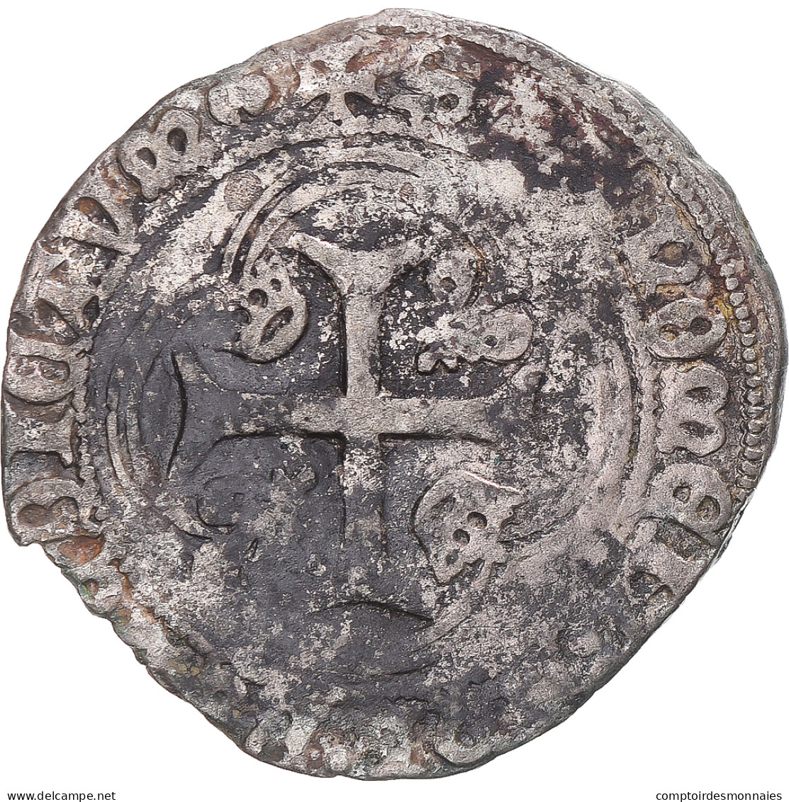 Monnaie, France, Charles VIII, Blanc à La Couronne, 1483-1498, Montpellier - 1483-1498 Carlos VIII El Afable