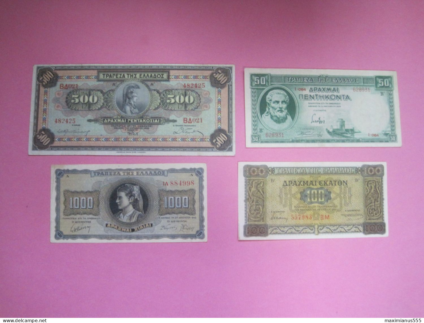 Greece Lot 4 Banknotes 1932, 39, 41, 42 - Grèce