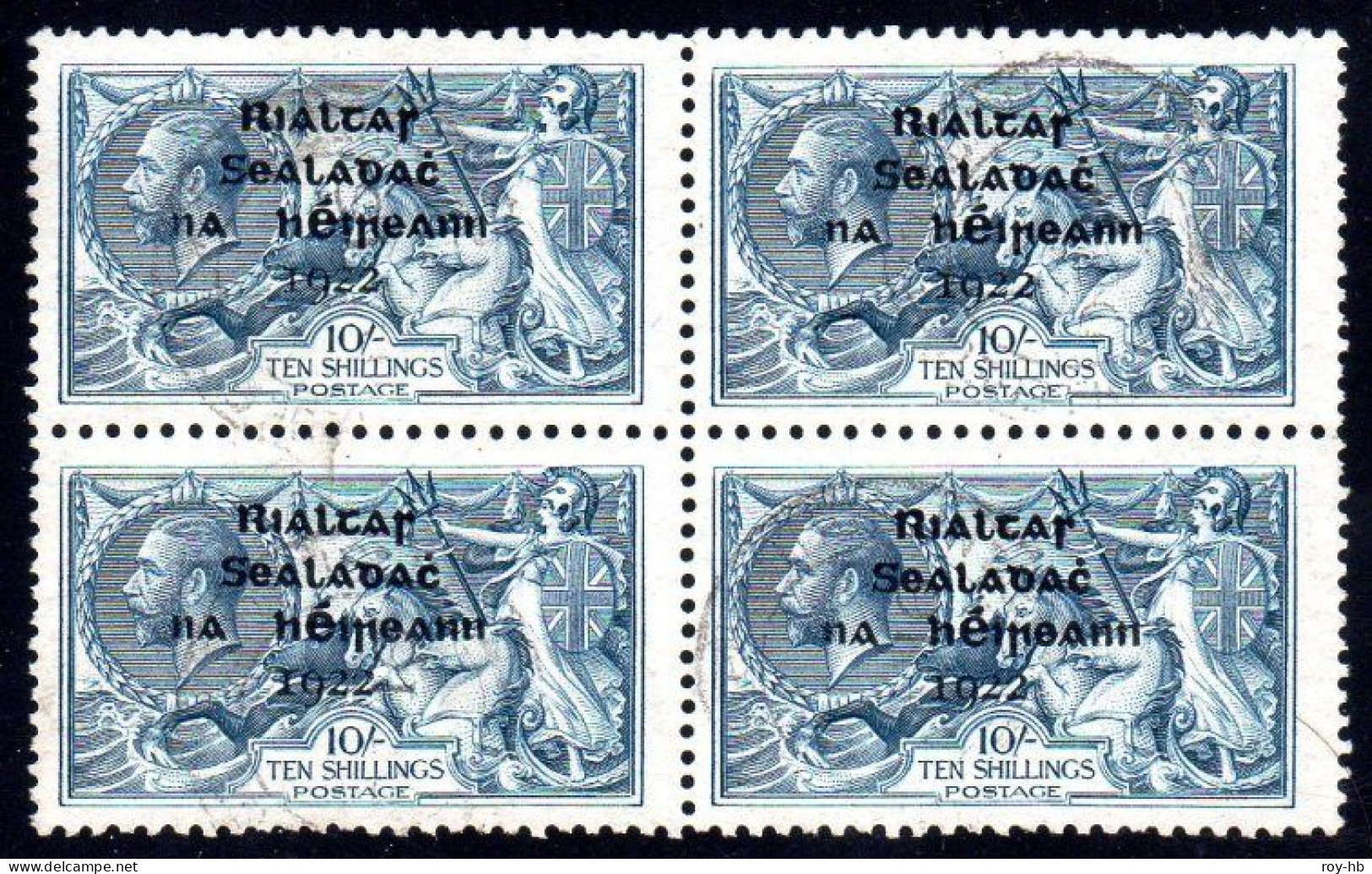 1922 Thom "Rialtas" Set 2/6 To 10/- In Cds Used Blocks Of 4, Each With Clear, Contemporary Cds's On Each Stamp - Oblitérés