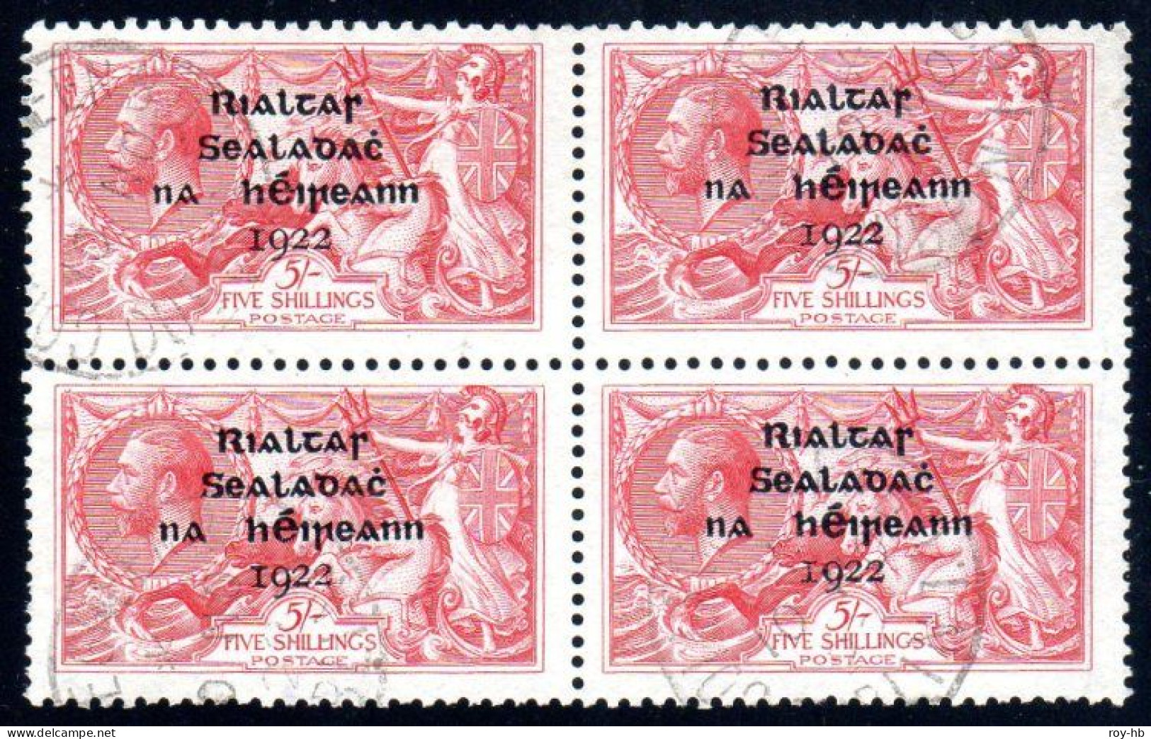1922 Thom "Rialtas" Set 2/6 To 10/- In Cds Used Blocks Of 4, Each With Clear, Contemporary Cds's On Each Stamp - Oblitérés