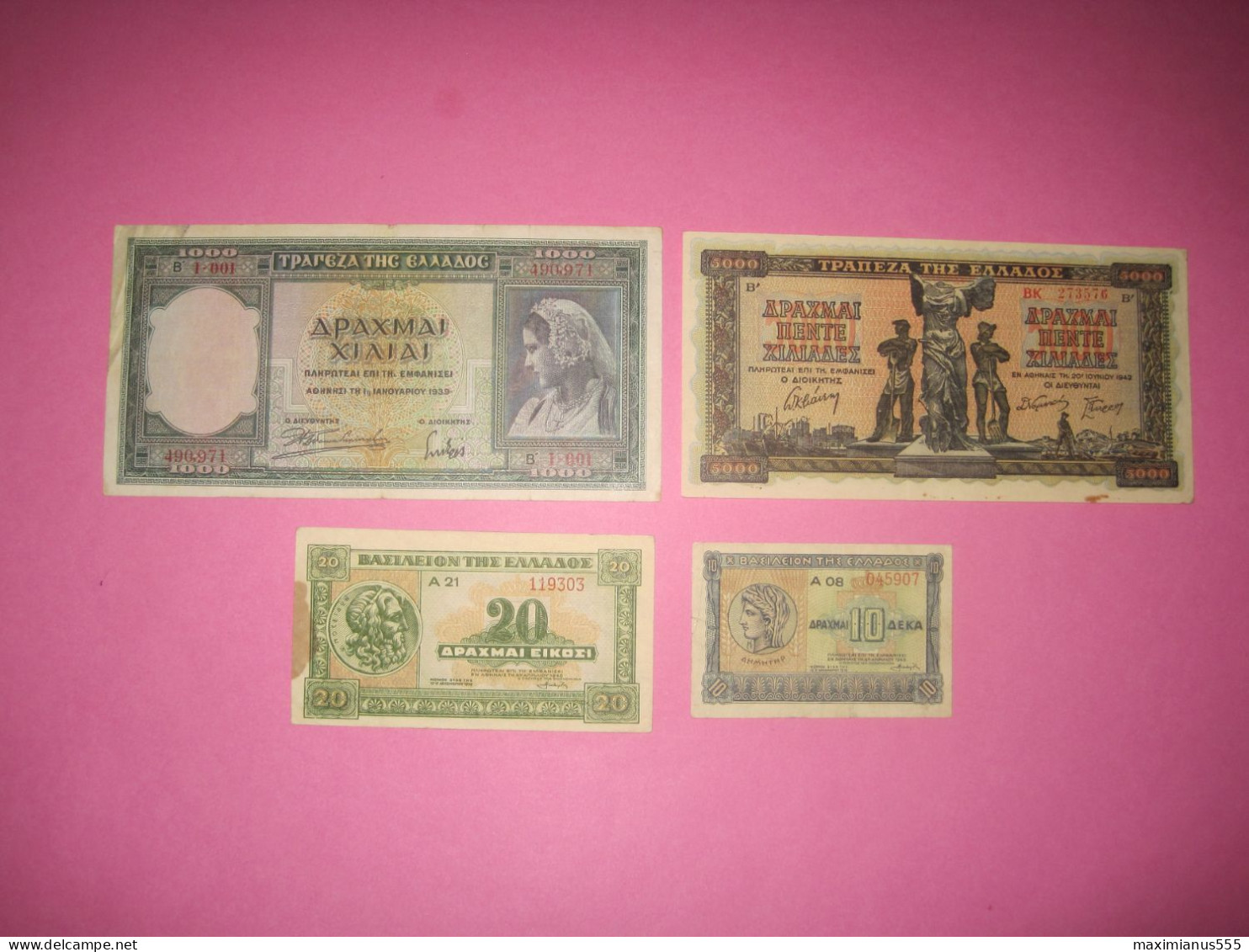 Greece Lot 4 Banknotes 1939, 40, 42 - Grèce