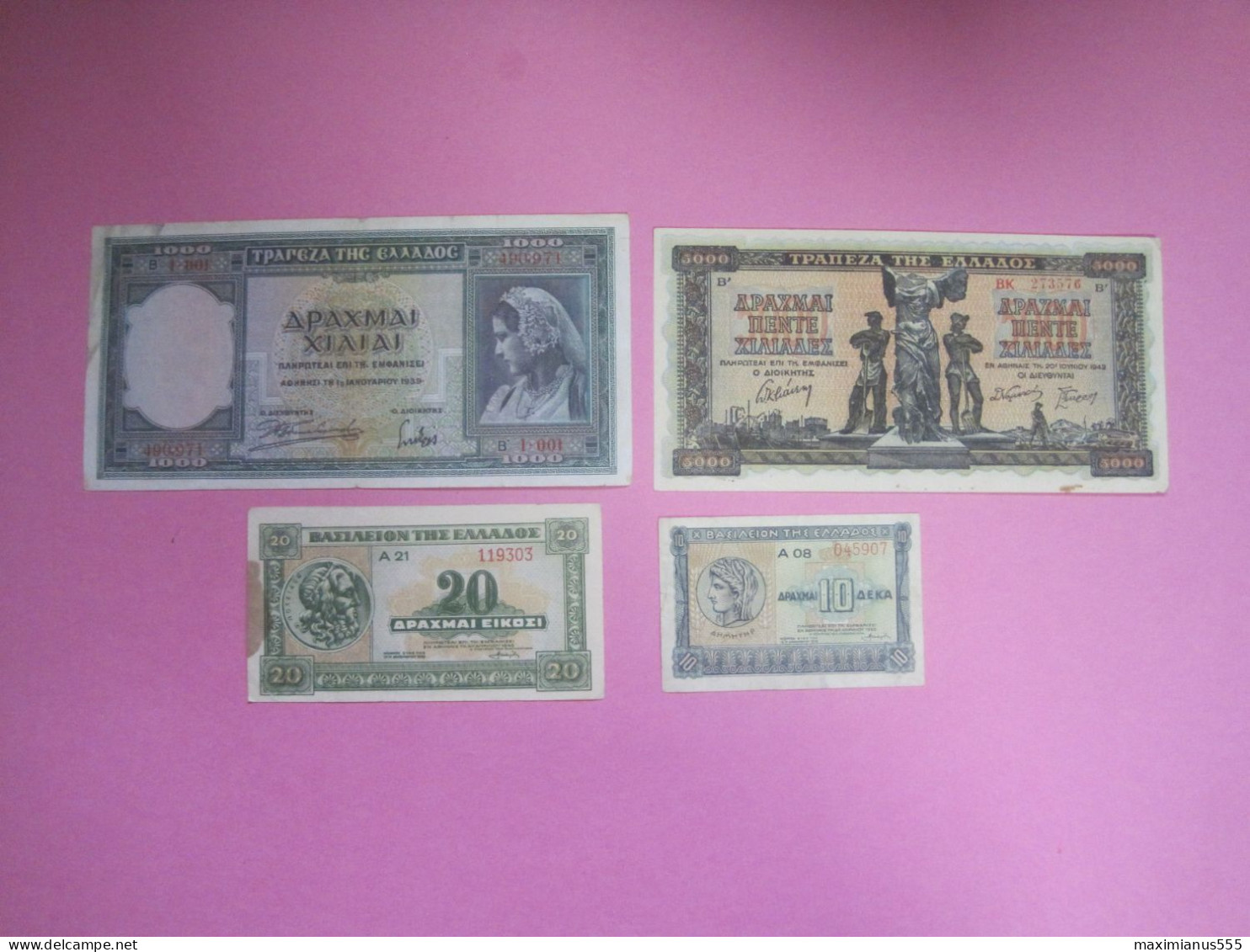 Greece Lot 4 Banknotes 1939, 40, 42 - Grèce