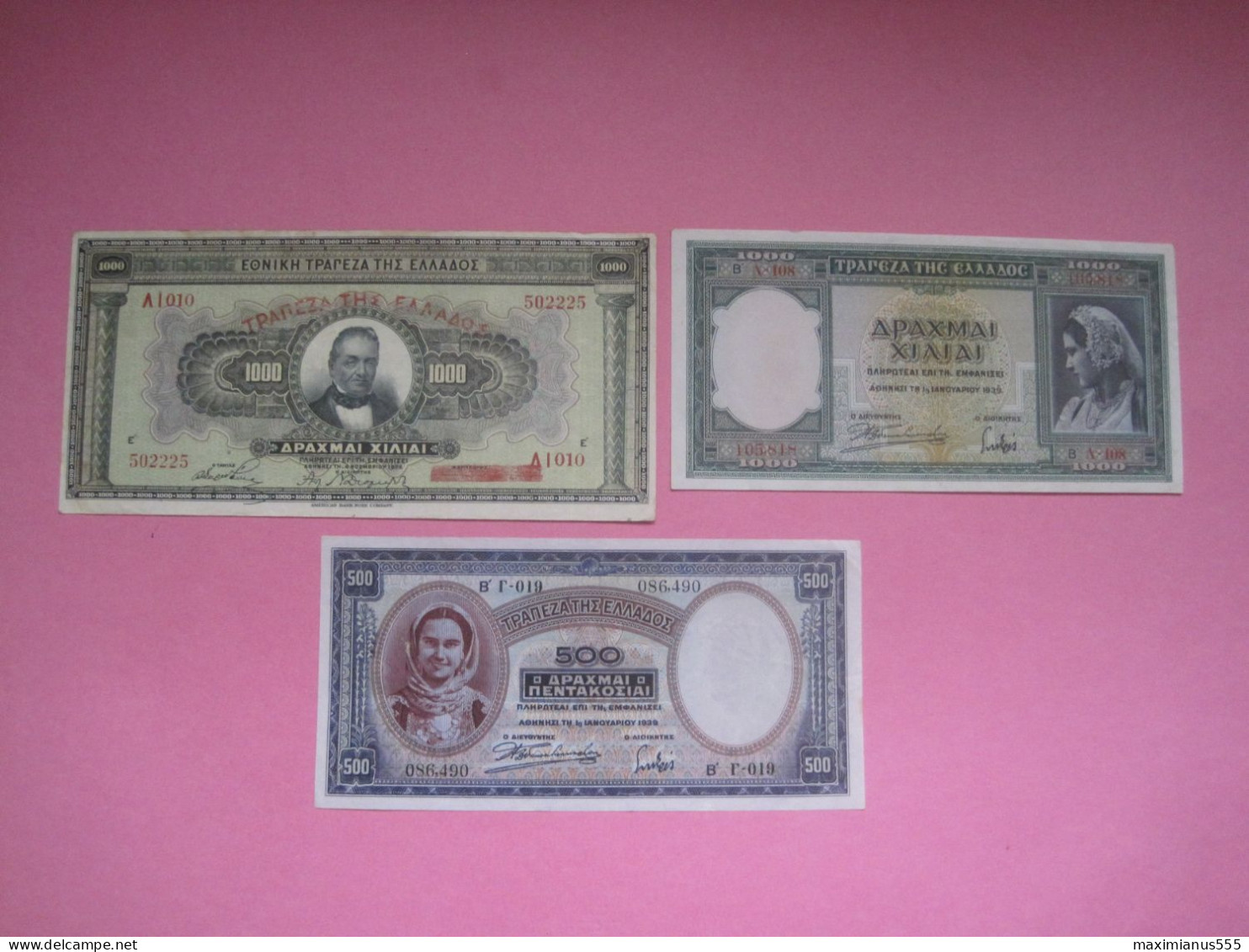 Greece Lot 3 Banknotes 1926, 39 - Grèce