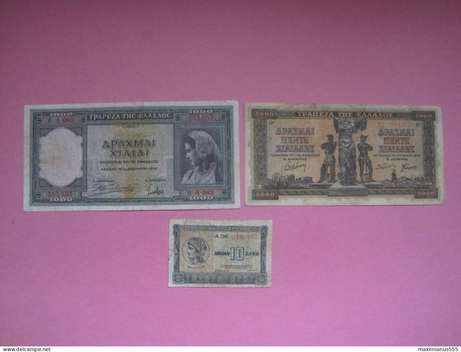 Greece Lot 3 Banknotes 1939, 40, 42 - Grèce