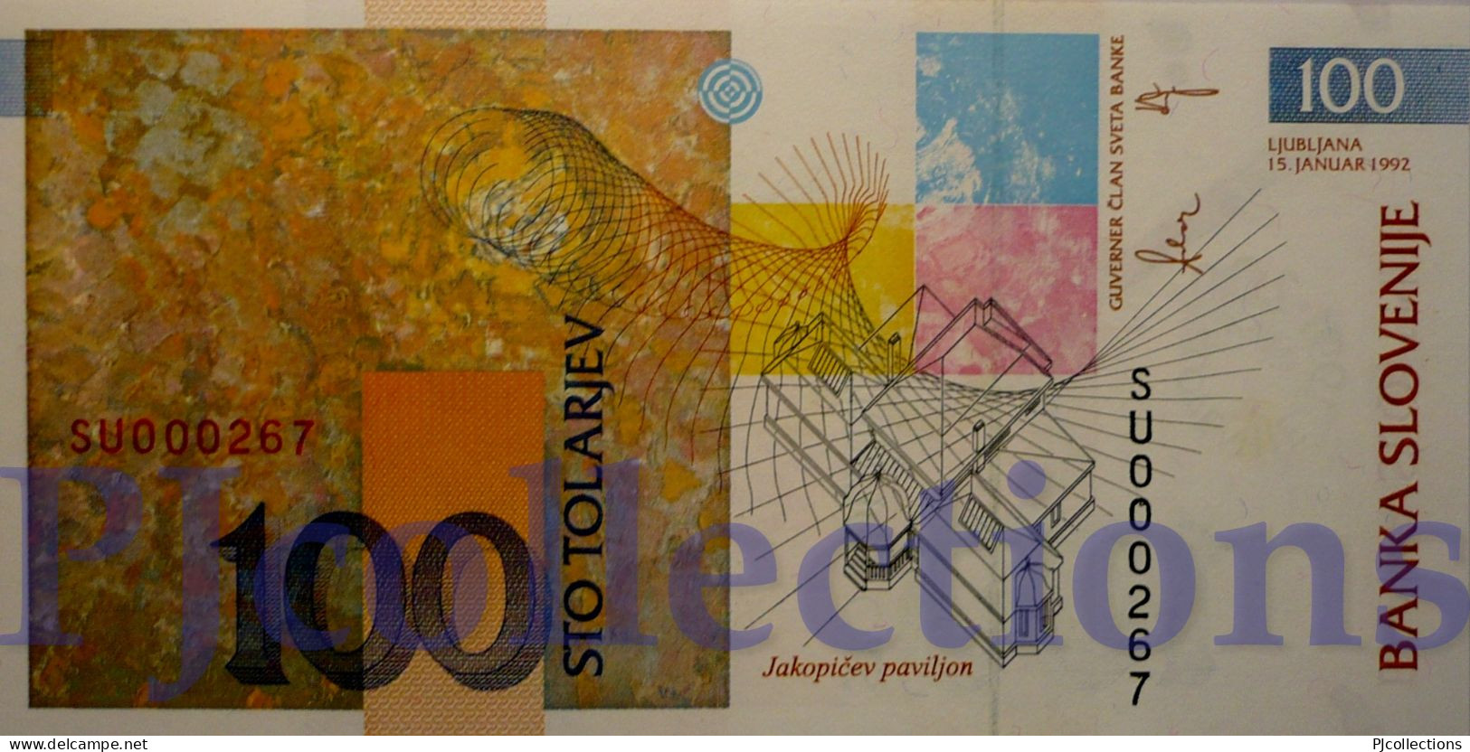 SLOVENIA 100 TOLARJEV 2001 PICK 25 UNC LOW SERIAL NUMBER "SU000267" - Eslovenia