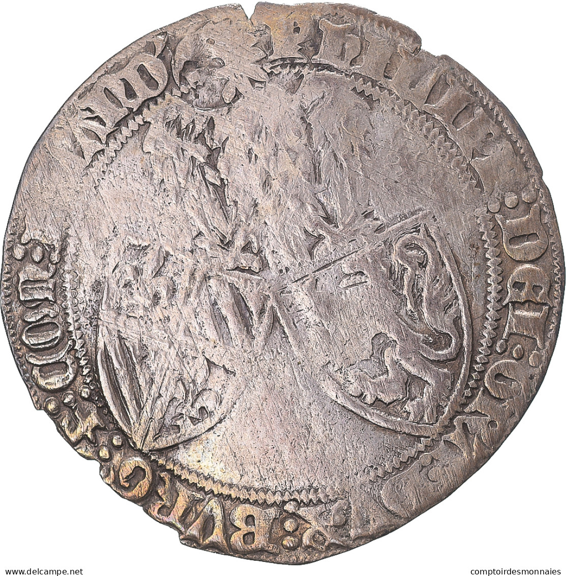 Monnaie, Pays-Bas Bourguignons, Philippe Le Hardi, Double Gros Jongelaar, 1387 - Autres & Non Classés
