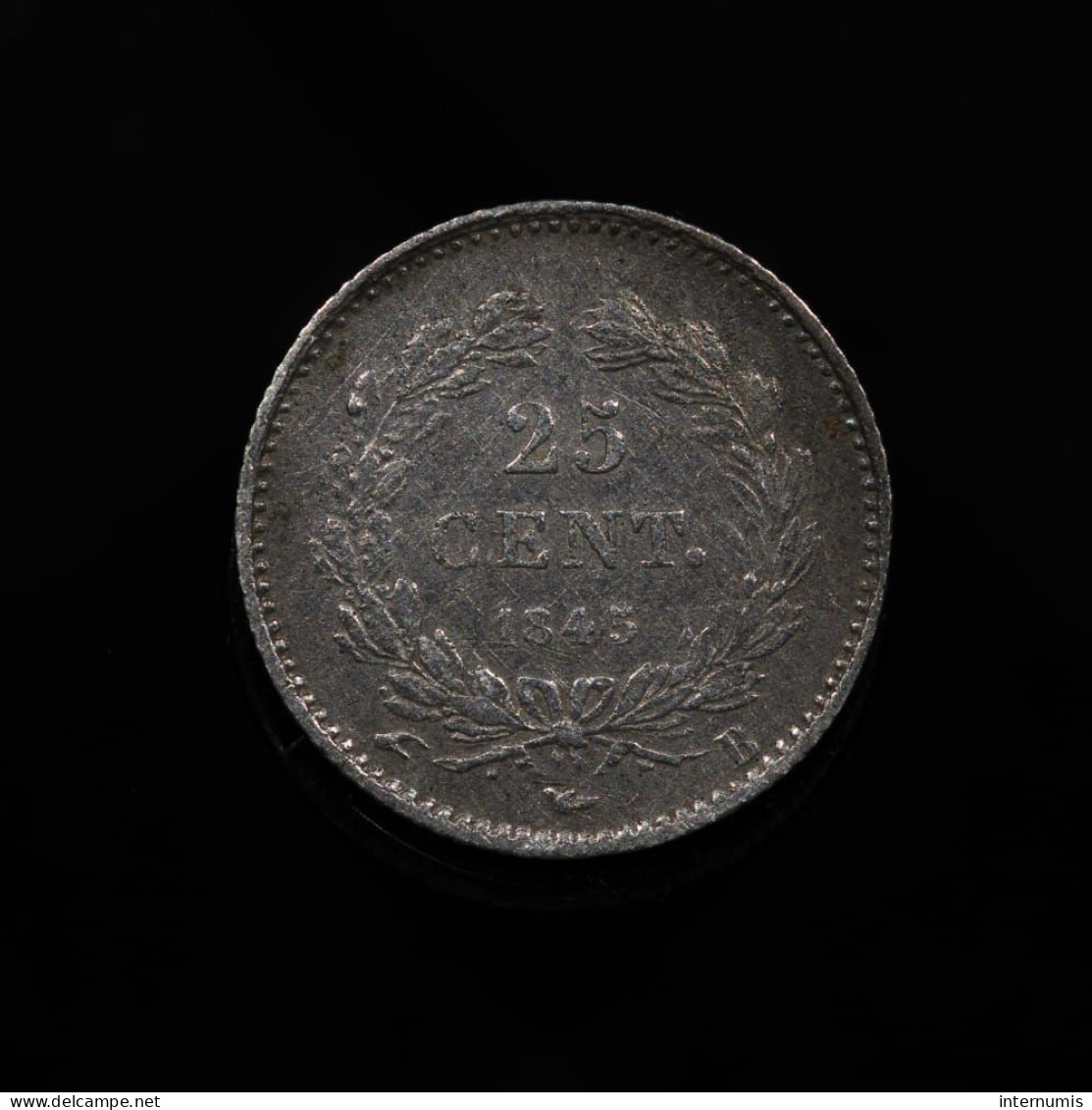 France, Louis-Philippe, 25 Centimes, 1845, B - Rouen, Argent (Silver), TTB (EF), KM# 755.2, F.167/1, Gad.357 - 25 Centimes