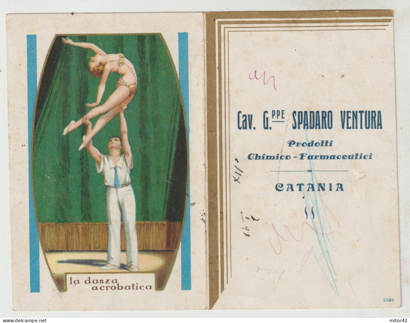 78-Calendarietto Da Barbiere-1935-La Danza Acrobatica-Cav.G.ppe Spadaro Ventura-Catania - Grand Format : 1921-40