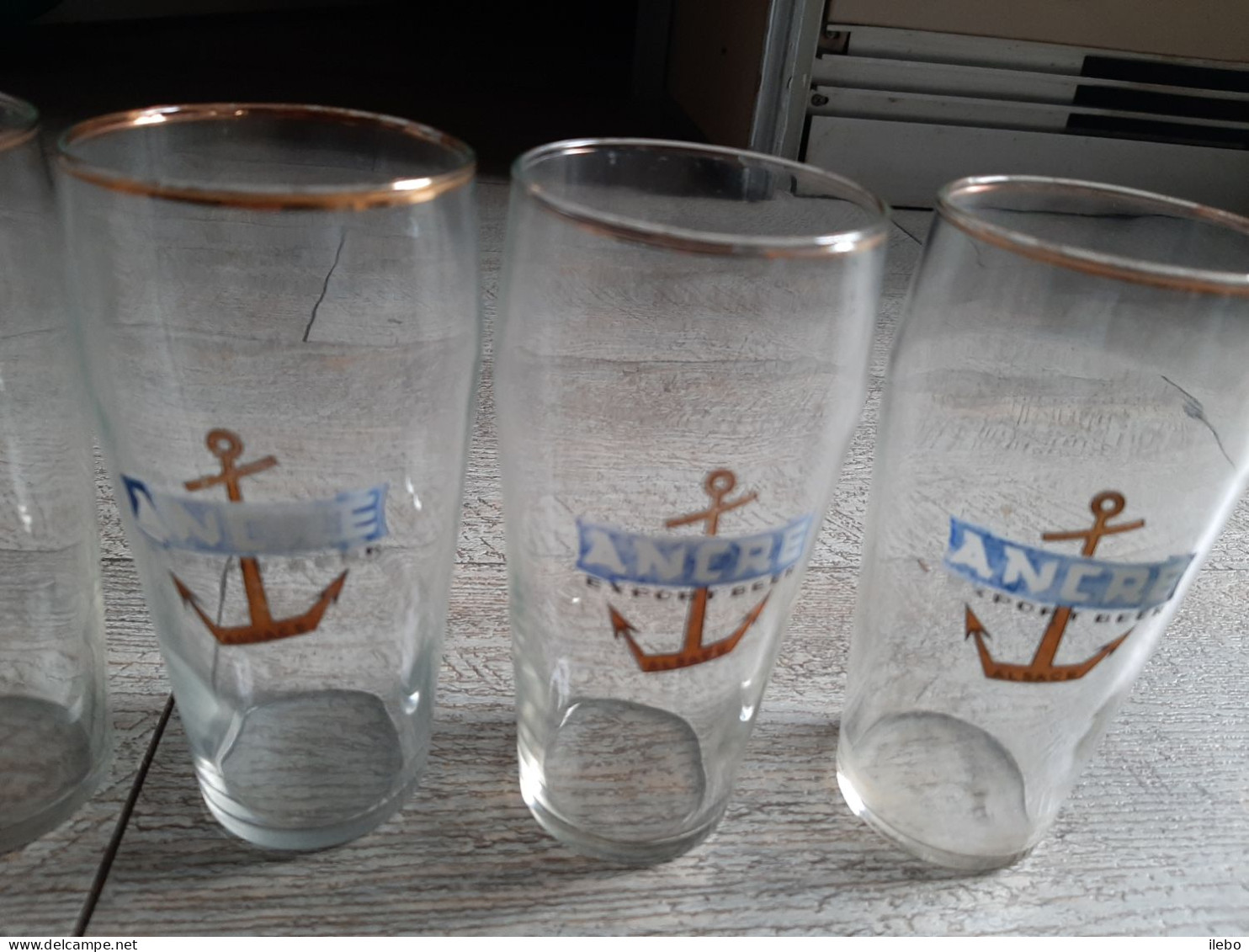 Lot 6 Verres Anciens Bière Ancre Alsace - Verres