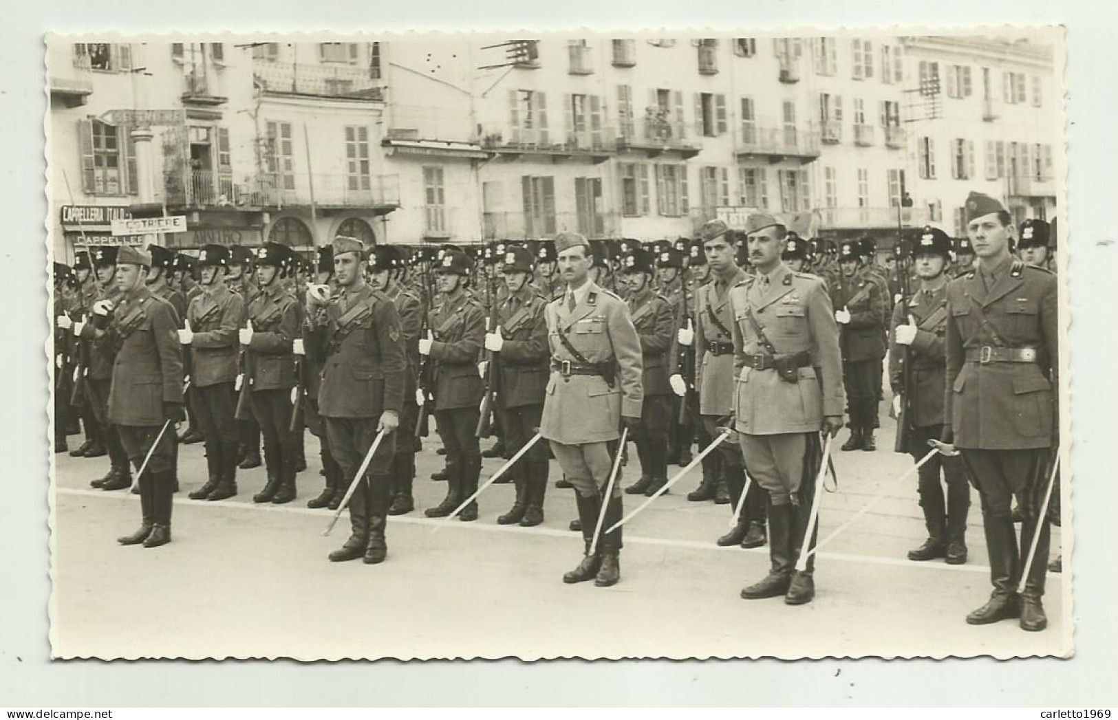 MILITARI SALUTO PIAZZA CON INDICAZIONI SESTRIERE SU CARTA TENSI - NV FP - Sonstige & Ohne Zuordnung