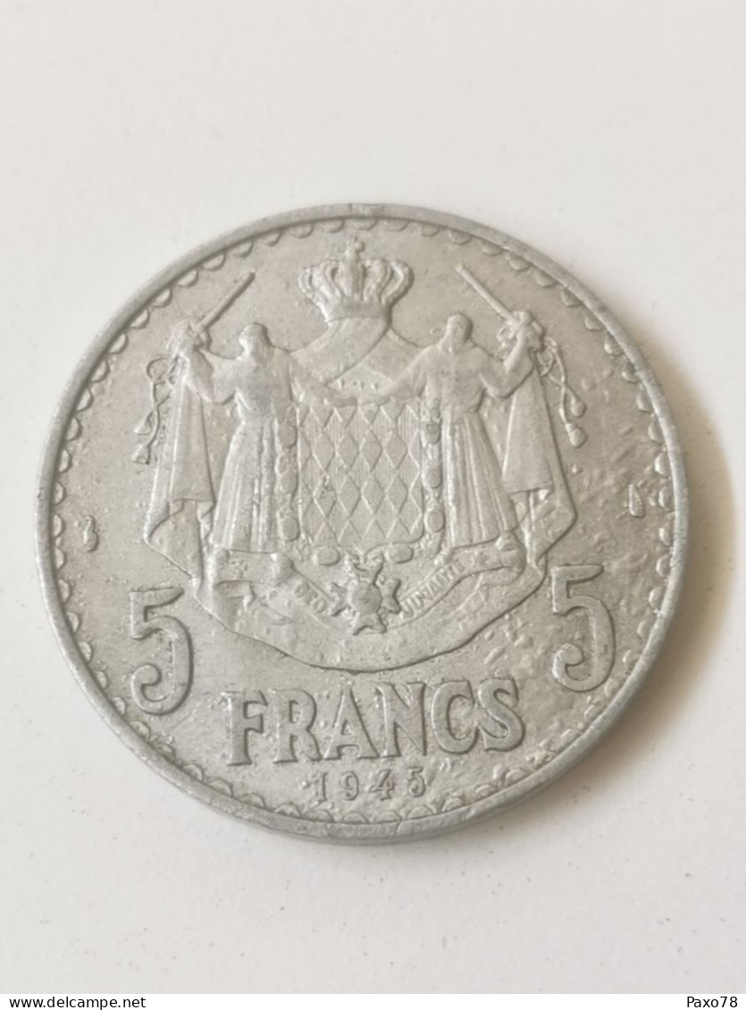 Monaco, 5 Francs 1945 - 1922-1949 Louis II.