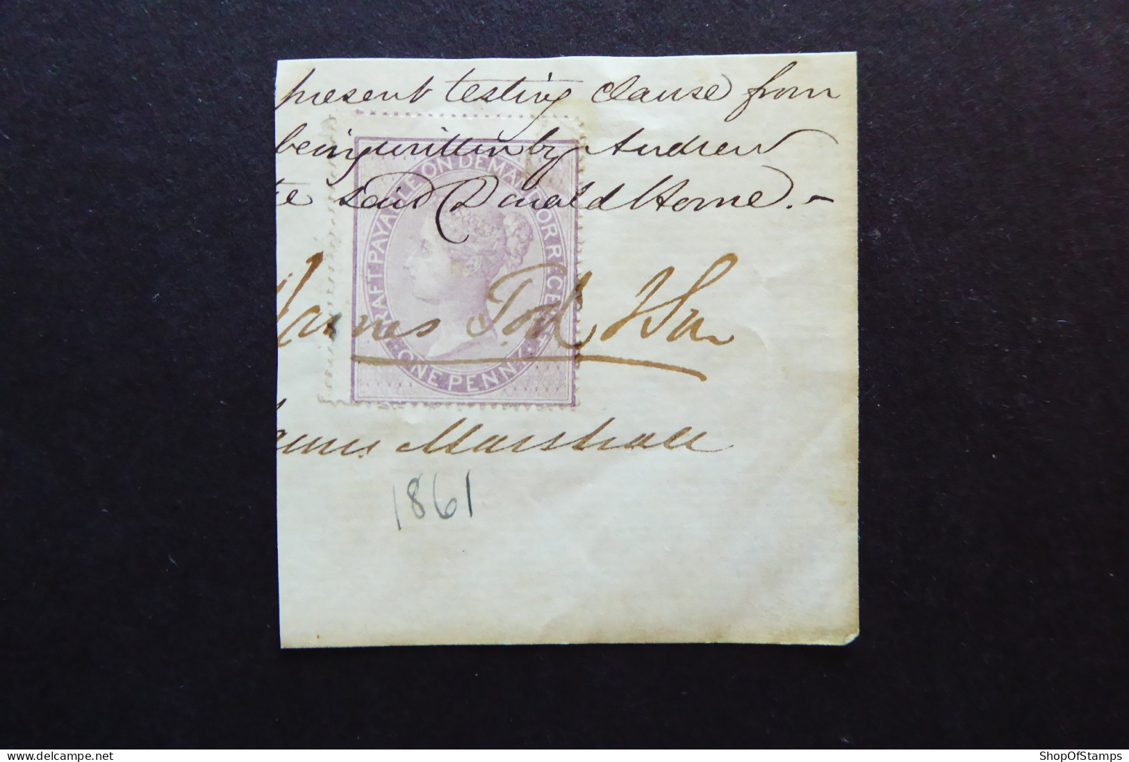 GREAT BRITAIN Revenue On Paper Year 1861 - Revenue Stamps